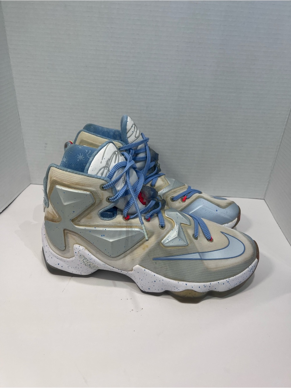 Nike LeBron 13 Light Blue and Cream High-Top Sneakers